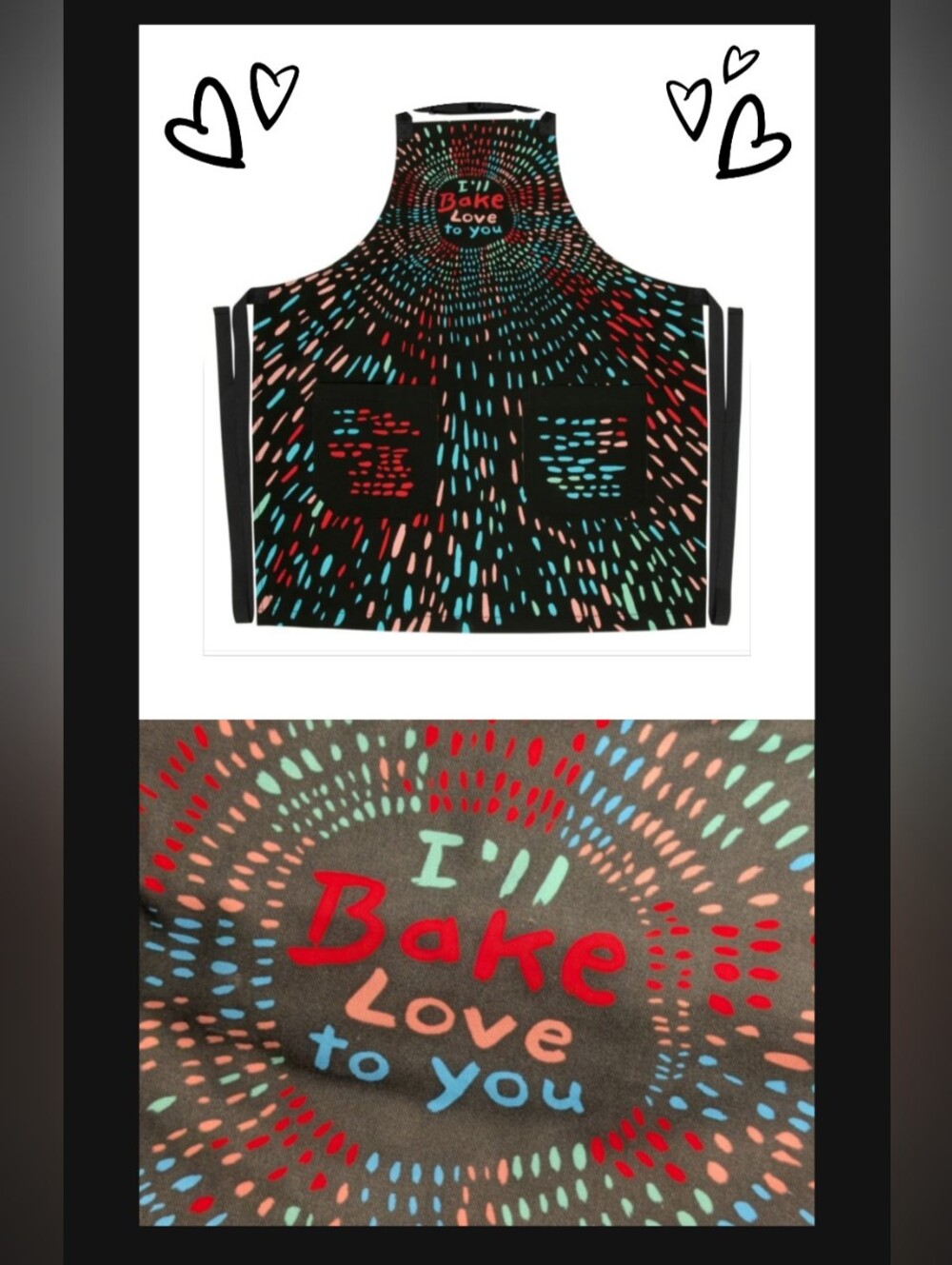 Apron NWT, BLUE Q"I’ll Bake Love To You" 100% Cotton, Adjustable, Pockets, FUNNY